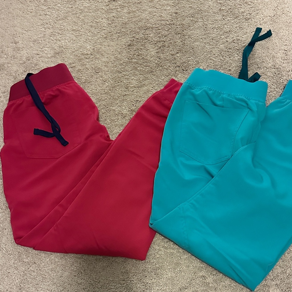 Figs Red and Teal Track Zamora joggers XXS